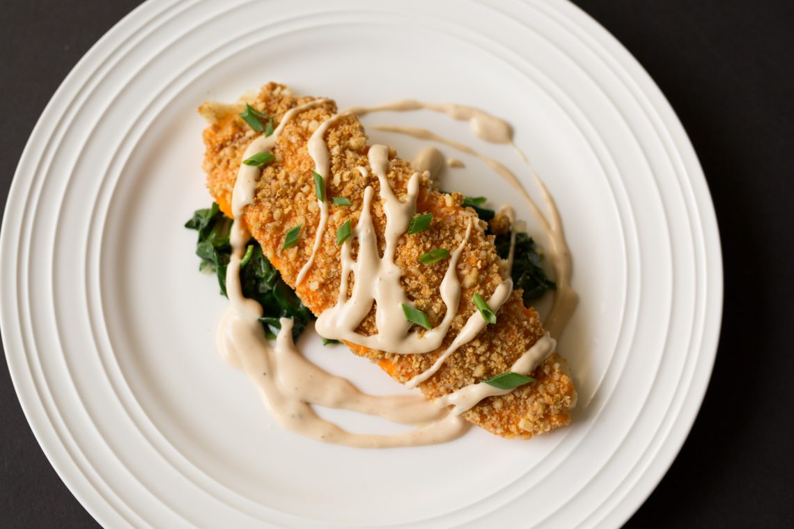 DAPN3610 Sweet PotatoCrusted Tilapia with a Vanilla CreoleCream Customized Meal Prep, Meal